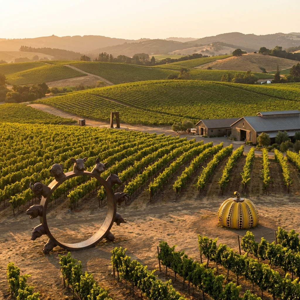 Monumental contemporary sculpture at The Donum Estate California